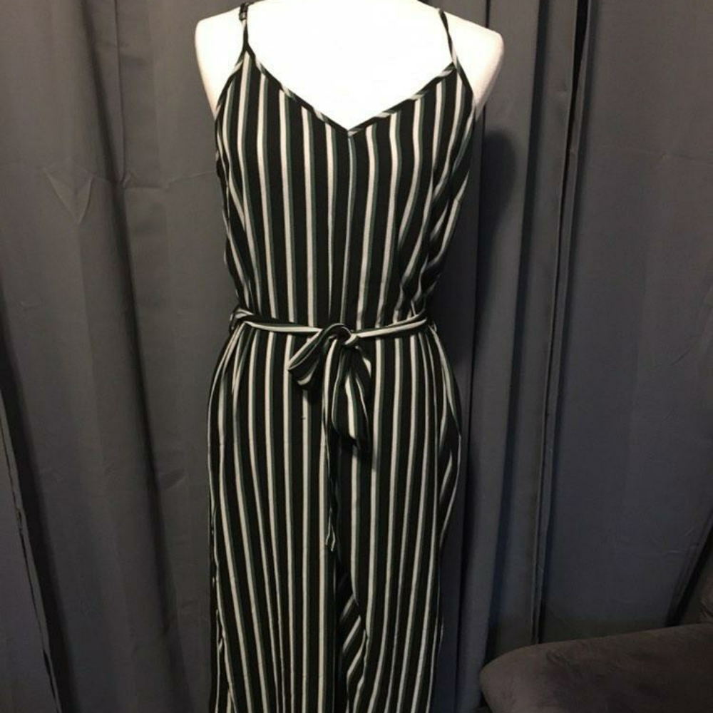 Black and white striped romper